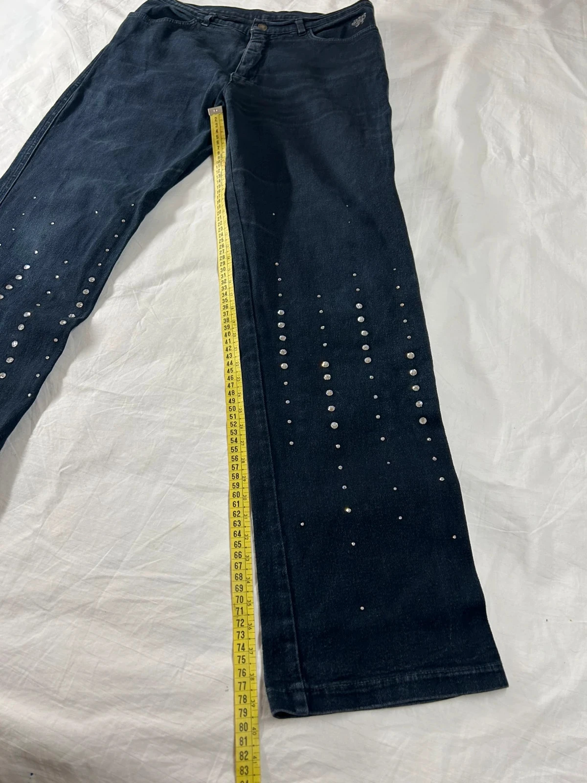 Jean negro recto con strass vintage bianca maria caselli talla 44 – photo 6